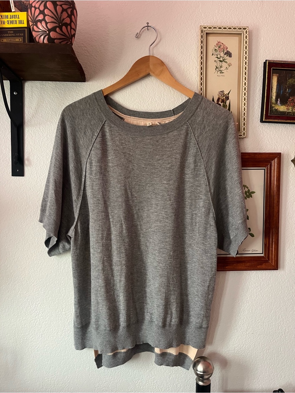 Anthropologie Moth Top Size Small East Falls Silk Cotton Tunic Gray Peach